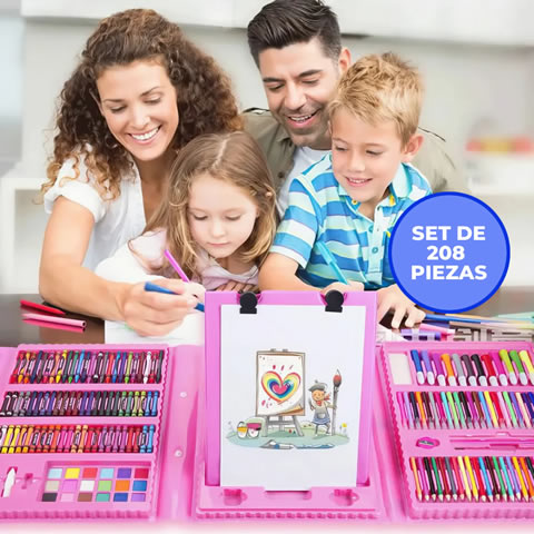 MEGA SET DE ARTE 208 PIEZAS PARA NIÑAS Y NIÑOS